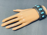 One Of The Finest Vintage Native American Navajo Carico Lake Turquoise Sterling Silver Bracelet-Nativo Arts