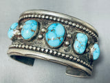 One Of The Finest Vintage Native American Navajo Carico Lake Turquoise Sterling Silver Bracelet-Nativo Arts