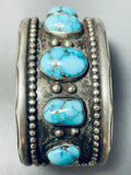 One Of The Finest Vintage Native American Navajo Carico Lake Turquoise Sterling Silver Bracelet-Nativo Arts