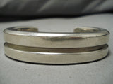 One Of The Heaviest Thickest Ever Vintage Native American Navajo Sterling Silver Bracelet Old-Nativo Arts