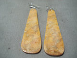 One Of The Largest Ever Orange Coral Native American Sterling Silver Earrings-Nativo Arts