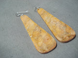 One Of The Largest Ever Orange Coral Native American Sterling Silver Earrings-Nativo Arts