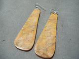 One Of The Largest Ever Orange Coral Native American Sterling Silver Earrings-Nativo Arts