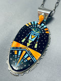 One Of The Largest Most Detailed Native American Navajo Turquoise Sterling Silver Necklace-Nativo Arts