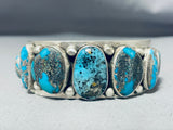 One Of The Most Chunky Vintage Native American Navajo Morenci Turquoise Sterling Silver Bracelet-Nativo Arts