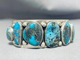 One Of The Most Chunky Vintage Native American Navajo Morenci Turquoise Sterling Silver Bracelet-Nativo Arts