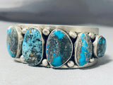 One Of The Most Chunky Vintage Native American Navajo Morenci Turquoise Sterling Silver Bracelet-Nativo Arts