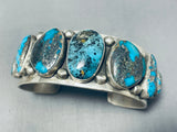 One Of The Most Chunky Vintage Native American Navajo Morenci Turquoise Sterling Silver Bracelet-Nativo Arts