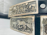One Of The Most Detailed Ever Vintage Native American Navajo Sterling Silver Concho Belt-Nativo Arts