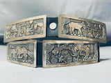 One Of The Most Detailed Ever Vintage Native American Navajo Sterling Silver Concho Belt-Nativo Arts