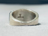 One Of The Most Detailed Native American Navajo Turquoise Lapis Sterling Silver Ring-Nativo Arts