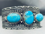 One Of The Most Detailed Native American Navajo Turquoise Sterling Silver Bracelet-Nativo Arts