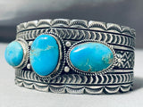 One Of The Most Detailed Native American Navajo Turquoise Sterling Silver Bracelet-Nativo Arts