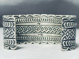 One Of The Most Detailed Native American Navajo Turquoise Sterling Silver Bracelet-Nativo Arts