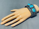 One Of The Most Detailed Native American Navajo Turquoise Sterling Silver Bracelet-Nativo Arts