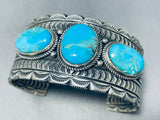 One Of The Most Detailed Native American Navajo Turquoise Sterling Silver Bracelet-Nativo Arts