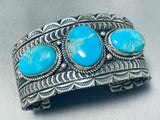 One Of The Most Detailed Native American Navajo Turquoise Sterling Silver Bracelet-Nativo Arts