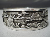One Of The Most Detailed Vintage Native American Navajo Sterling Silver Bracelet Bangle-Nativo Arts
