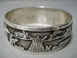 One Of The Most Detailed Vintage Native American Navajo Sterling Silver Bracelet Bangle-Nativo Arts