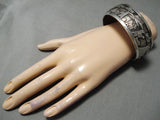 One Of The Most Detailed Vintage Native American Navajo Sterling Silver Bracelet Bangle-Nativo Arts