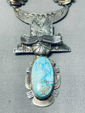 One Of The Most Focused Detail Vintage Native American Navajo Kachian Turquoise Necklace-Nativo Arts