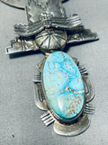 One Of The Most Focused Detail Vintage Native American Navajo Kachian Turquoise Necklace-Nativo Arts