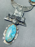 One Of The Most Focused Detail Vintage Native American Navajo Kachian Turquoise Necklace-Nativo Arts