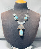 One Of The Most Focused Detail Vintage Native American Navajo Kachian Turquoise Necklace-Nativo Arts