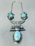 One Of The Most Focused Detail Vintage Native American Navajo Kachian Turquoise Necklace-Nativo Arts