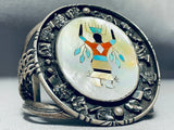 One Of The Most Sturdy Vintage Native American Navajo Dancer Turquoise Sterling Silver Bracelet-Nativo Arts