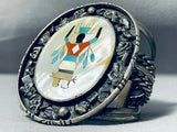 One Of The Most Sturdy Vintage Native American Navajo Dancer Turquoise Sterling Silver Bracelet-Nativo Arts