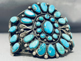 One Of The Most Unique Cluster Vintage Native American Navajo Turquoise Sterling Silver Bracelet-Nativo Arts