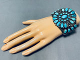One Of The Most Unique Cluster Vintage Native American Navajo Turquoise Sterling Silver Bracelet-Nativo Arts