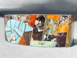 One Of The Most Unique Ever Native American Navajo Turquoise Sterling Silver Inlay Bracelet-Nativo Arts