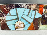 One Of The Most Unique Ever Native American Navajo Turquoise Sterling Silver Inlay Bracelet-Nativo Arts