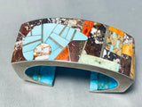 One Of The Most Unique Ever Native American Navajo Turquoise Sterling Silver Inlay Bracelet-Nativo Arts