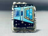 One Of The Most Unique Ever Vintage Native American Navajo Turquoise Sterling Silver Ring-Nativo Arts