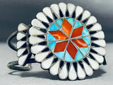 One Of The Most Unique Vintage Native American Zuni Turquoise Inlay Sterling Silver Bracelet-Nativo Arts