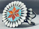 One Of The Most Unique Vintage Native American Zuni Turquoise Inlay Sterling Silver Bracelet-Nativo Arts