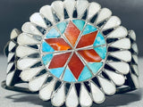 One Of The Most Unique Vintage Native American Zuni Turquoise Inlay Sterling Silver Bracelet-Nativo Arts