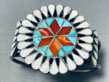 One Of The Most Unique Vintage Native American Zuni Turquoise Inlay Sterling Silver Bracelet-Nativo Arts