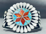 One Of The Most Unique Vintage Native American Zuni Turquoise Inlay Sterling Silver Bracelet-Nativo Arts