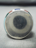 One Of The Most Unique Vintage Native American Zuni Turquoise Inlay Sterling Silver Ring-Nativo Arts