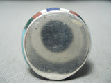 One Of The Most Unique Vintage Native American Zuni Turquoise Inlay Sterling Silver Ring-Nativo Arts