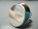 One Of The Most Unique Vintage Native American Zuni Turquoise Inlay Sterling Silver Ring-Nativo Arts