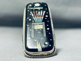 One Of The Tallest Most Intricate Native American Navajo Rturquoise Sterling Silver Ring-Nativo Arts