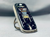 One Of The Tallest Most Intricate Native American Navajo Rturquoise Sterling Silver Ring-Nativo Arts
