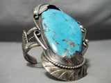 One Of The Tallest Vintage Native American Navajo Carico Lake Turquoise Sterling Silver Bracelet-Nativo Arts