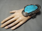 One Of The Tallest Vintage Native American Navajo Carico Lake Turquoise Sterling Silver Bracelet-Nativo Arts