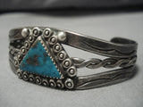 Opulent 1900's Vintage Native American Navajo Triangle Turquoise Sterling Silver Bracelet-Nativo Arts
